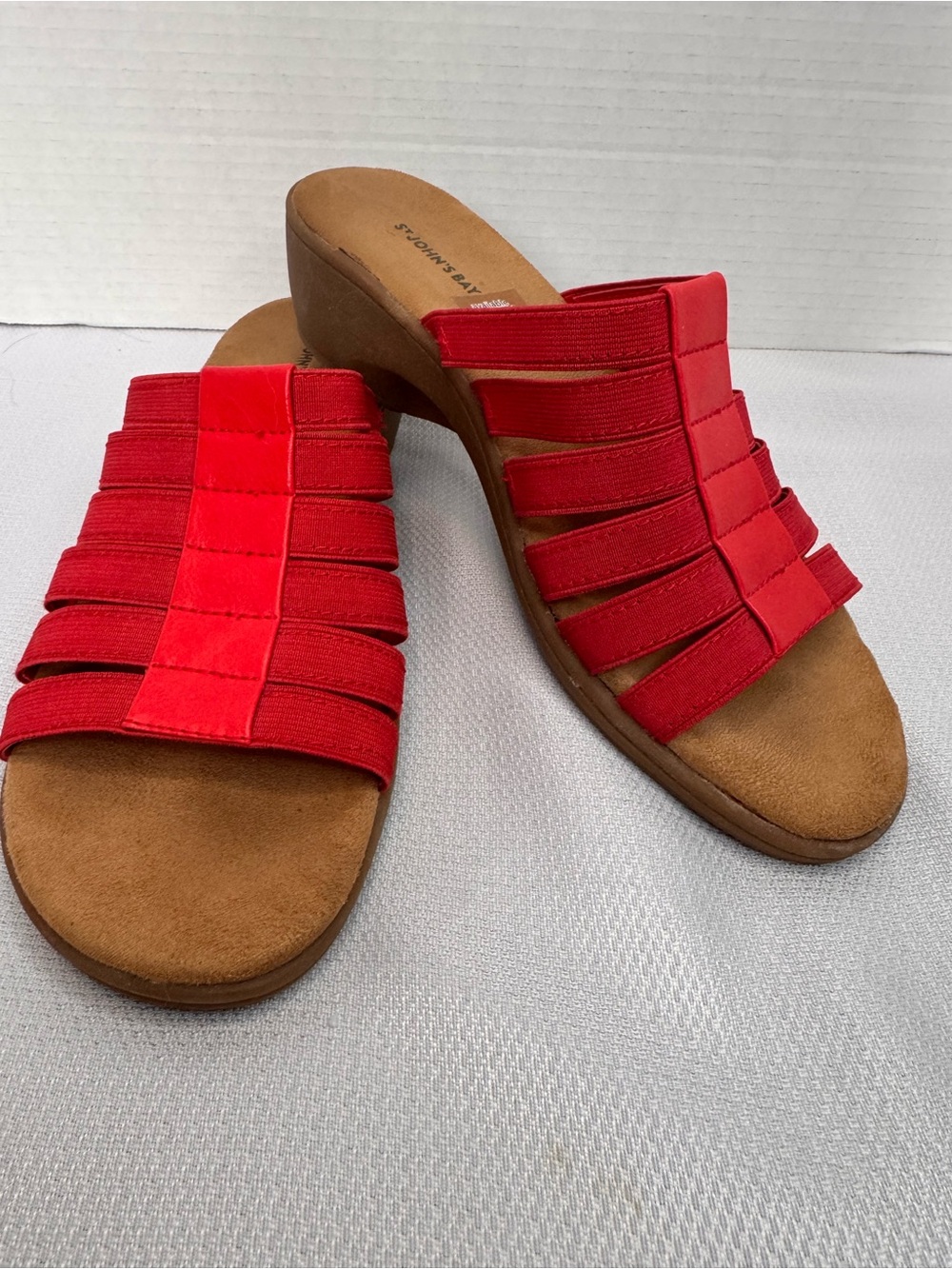 St John’s Bay Red Strappy Comfort Wedge Sandals Size 8M